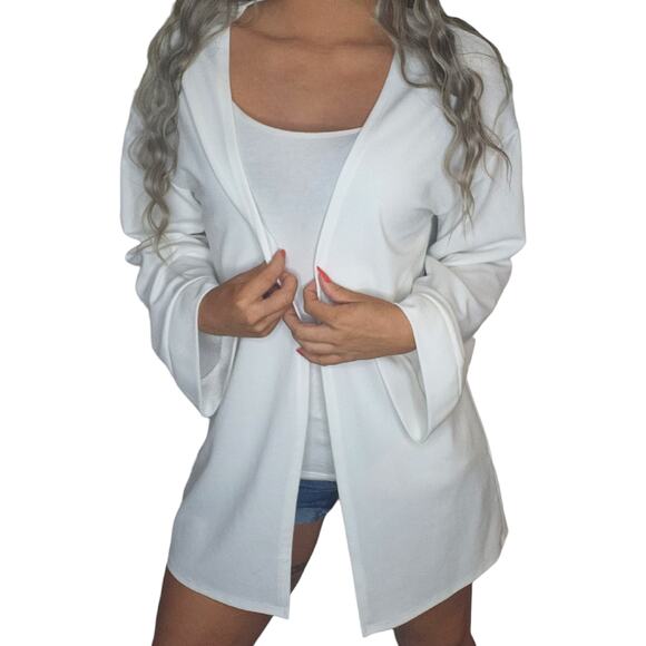 Shein Sweater Medium White Long Wide Sleeve Open Cloak Robe Swouter Cape Cosplay - Picture 1 of 11